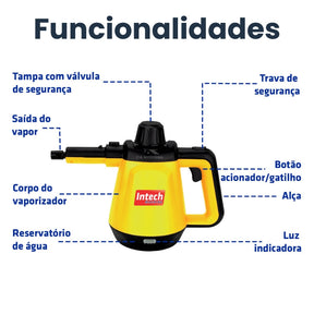Limpador à Vapor + 9 acessórios + Frete Grátis